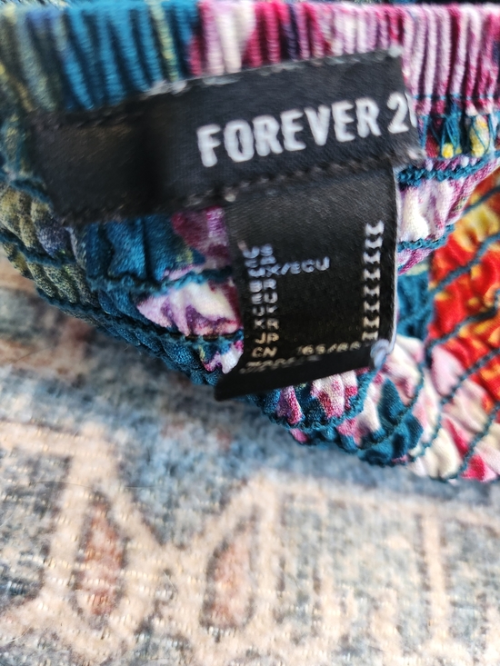 Forever 21 Teal Floral Button-Front Crop Top - Picture 3 of 3